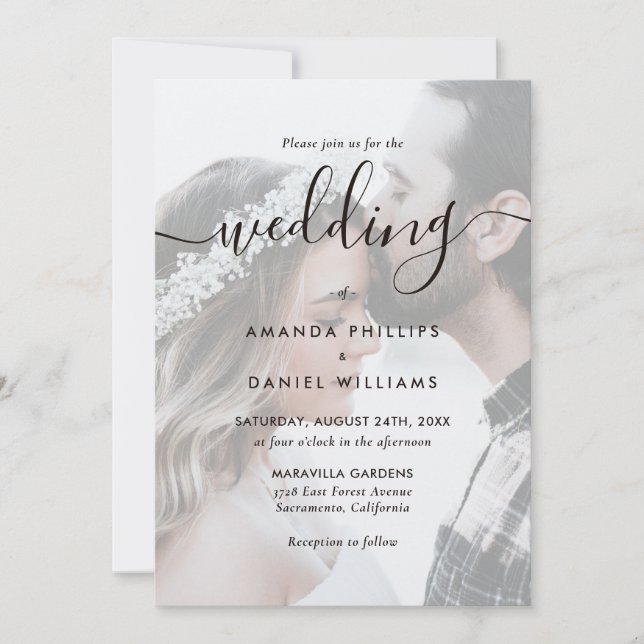 Elegant Script Kraft Paper Photo Wedding Invitation (Front)