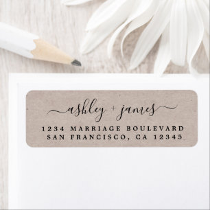 Elegant Script Kraft Paper Wedding Return Address