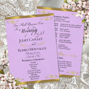Elegant Script - Lavender/Gold Wedding Programme