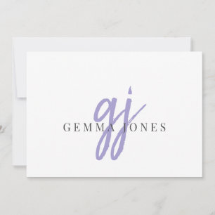 Elegant Script Lavender Monogram Initials Name Card