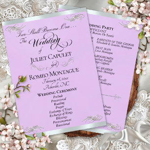 Elegant Script - Lavender/Silver Wedding Programme