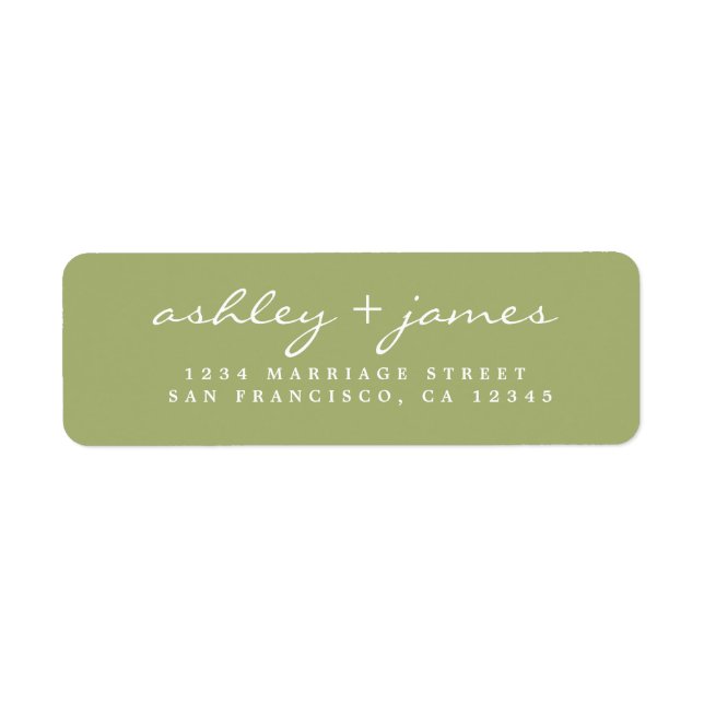Elegant Script Leaf Green Wedding Return Address (Front)