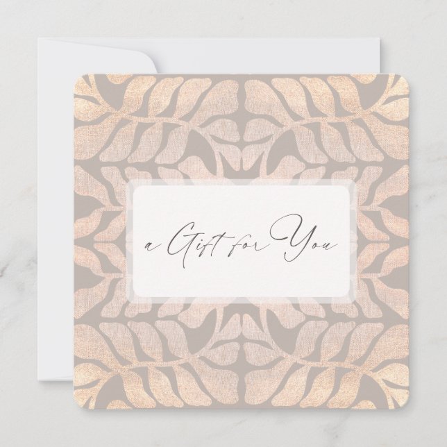 Elegant Script Leaf Pattern Gift Certificate (Front)