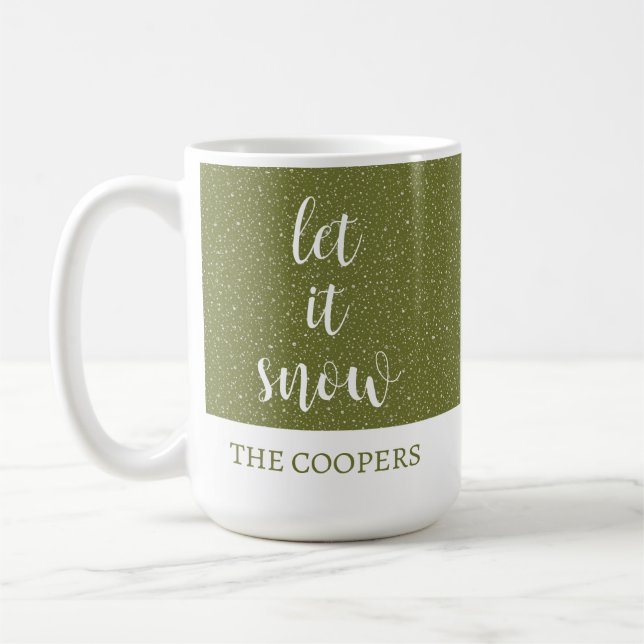 Elegant Script Let It Snow Holiday Coffee Mug (Left)