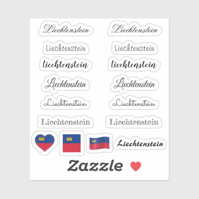 Elegant script Liechtenstein & Flag /name Set (Sheet)
