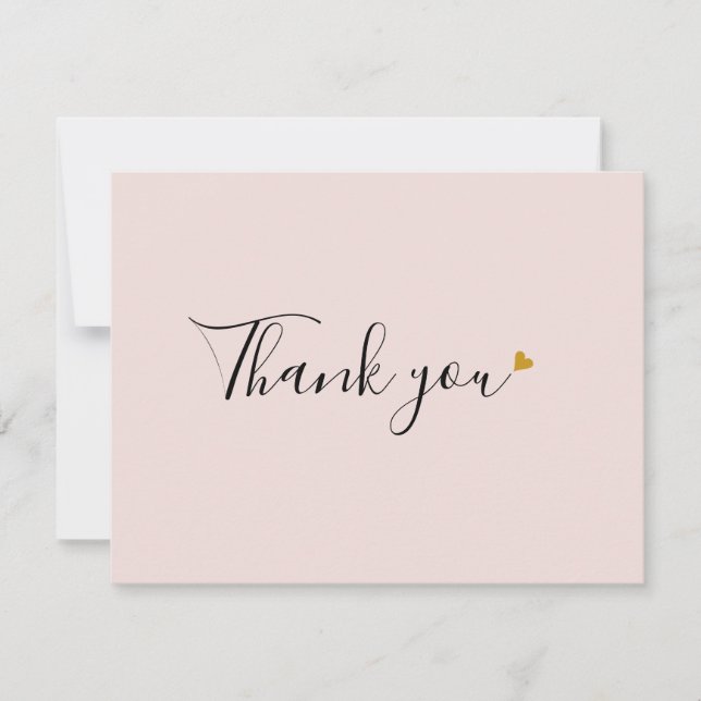Elegant Script Light Pink Business Thank You Card (Front)