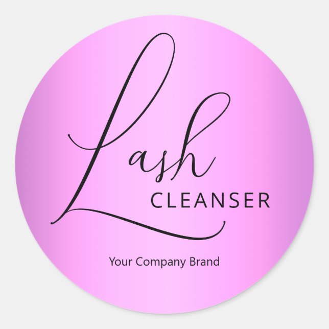 Elegant Script Lilac Purple Lash Cleanser Classic Round Sticker (Front)