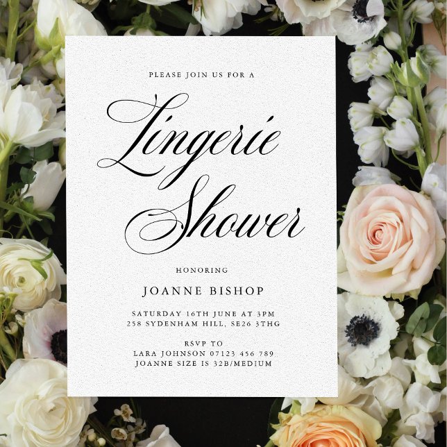 Elegant Script Lingerie Bridal Shower Invitation (Creator Uploaded)