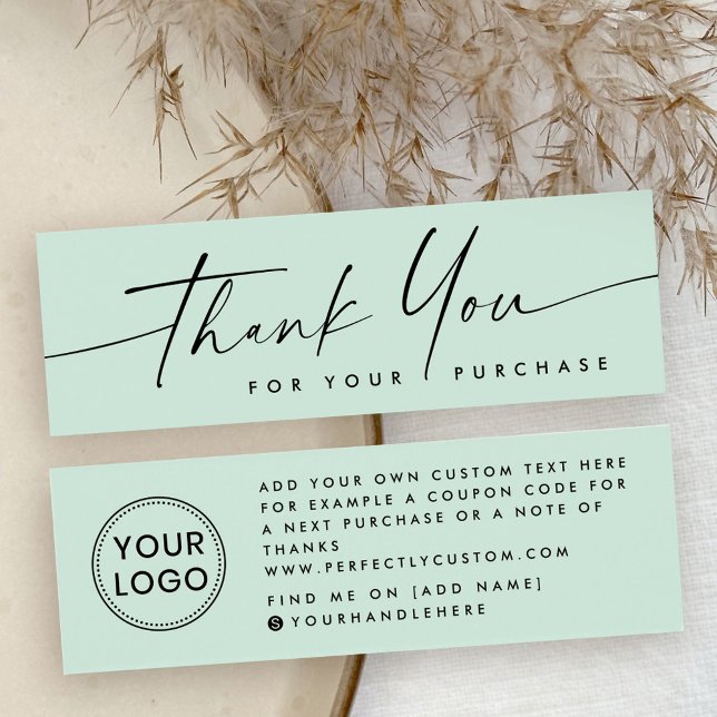 Elegant script logo mint green thank you insert (Elegant script logo mint green thank you insert)