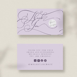 Elegant Script Logo Thank You Branding Purple Business Card