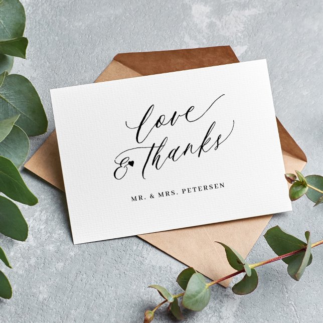 Elegant script love and thanks wedding thank you card (Creator Uploaded)