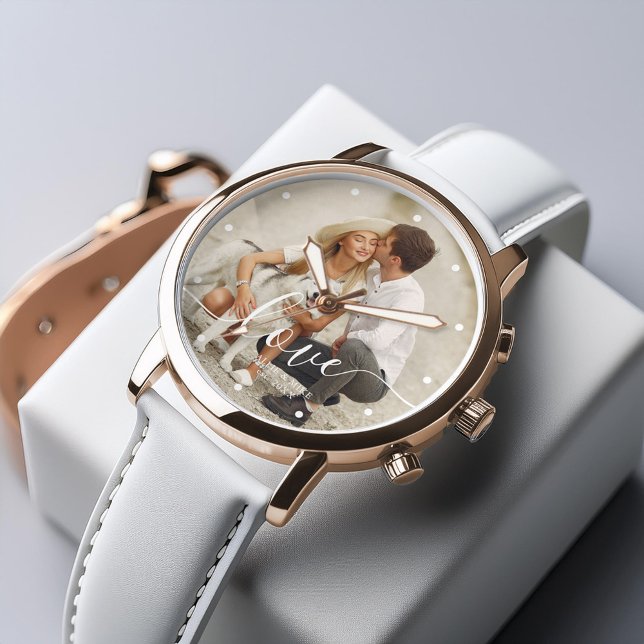 Elegant Script "Love" Custom Photo Watch (Inspiration mockup (not actual product))