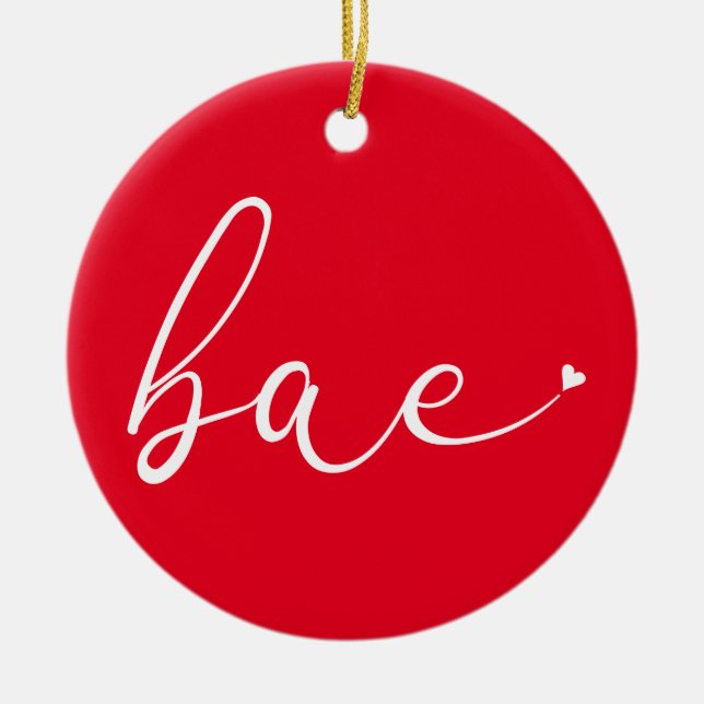 Elegant Script Love Heart Bae Definition Ceramic Tree Decoration (Front)