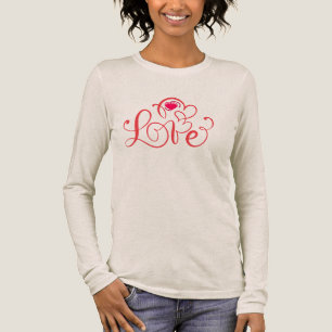 Elegant Script Love Heart Long Sleeve T-Shirt - Ro Tri-Blend Shirt