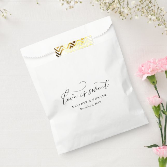Elegant Script Love is Sweet Minimalist Wedding Favour Bags (Sealed)