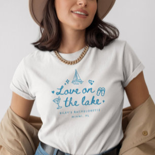 Elegant Script "Love on the Lake" Bachelorette T-Shirt