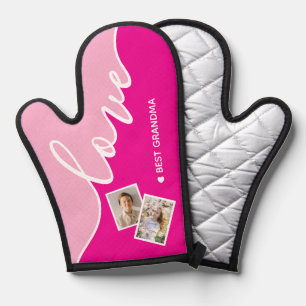 Elegant Script Love Personalised Photo Oven Mitt