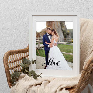 Elegant Script Love Photo Wedding Anniversary Gift Print