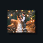 Elegant Script Love Wedding Bride Groom Photo Canvas Print<br><div class="desc">Love Elegant Script Wedding Bride and Groom Photo Canvas Print</div>