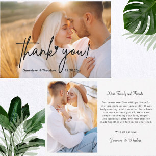 Elegant Script Love Wedding Photo Personalised Thank You Card