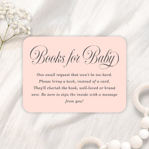 Elegant Script Lt. Pink Baby Shower Books For Baby Enclosure Card