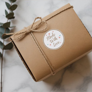 Elegant Script Made with Love Cake Business Bakery Classic Round Sticker