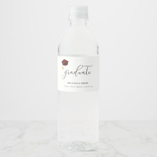 Elegant Script Maroon High School Graduate Water Bottle Label