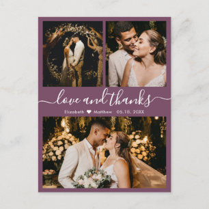 Elegant Script Mauve Wedding Thank You Postcard
