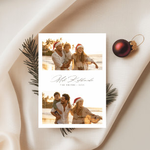 Elegant Script Mele Kalikimaka Beach 2 Photo Holiday Card
