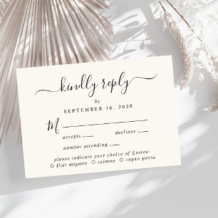 Elegant Script Menu Choice Cream Wedding RSVP