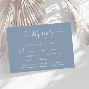 Elegant Script Menu Choice Dusty Blue Wedding RSVP