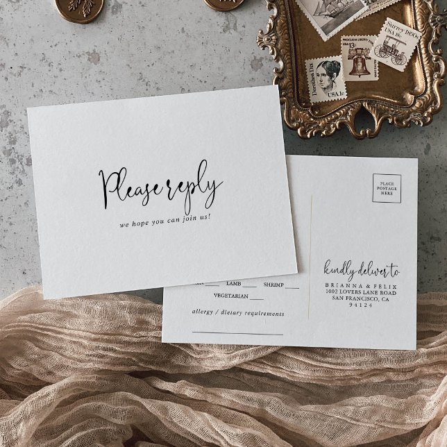  Elegant Script Menu Choice Rsvp Postcard (Creator Uploaded)