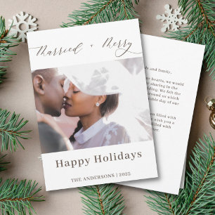 Elegant Script Merried Merry Newlywed Christmas  Holiday Card