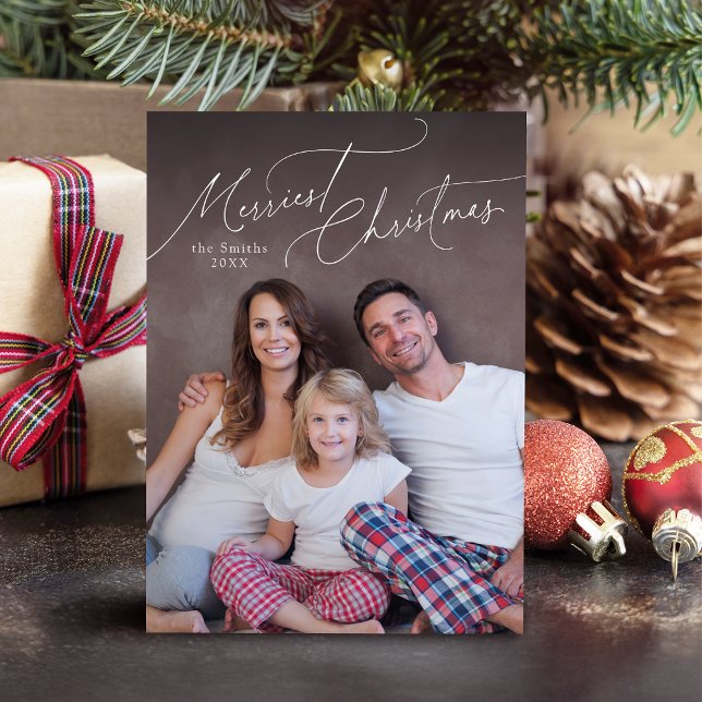 Elegant Script Merry Christmas Family Photo Holida Holiday Card (Elegant Script Merry Christmas Family Photo Holida Holiday Card)