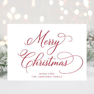 Elegant Script Merry Christmas Holiday Card