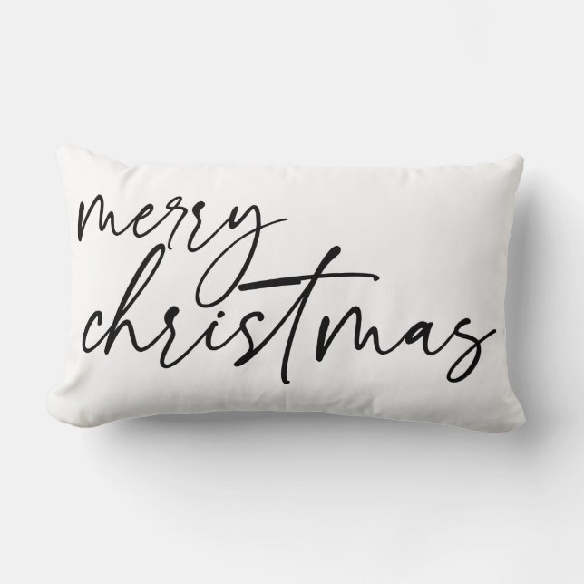 Elegant Script Merry Christmas Lumbar Cushion (Front)