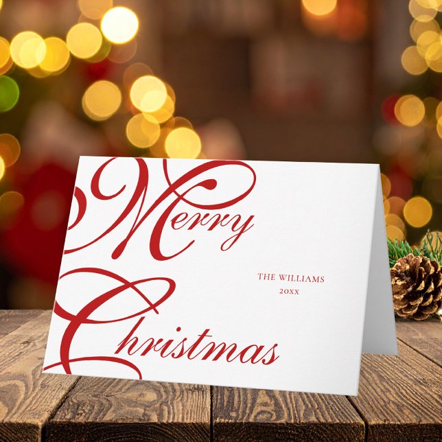 Elegant Script Merry Christmas Non Photo Holiday Card (Creator Uploaded)