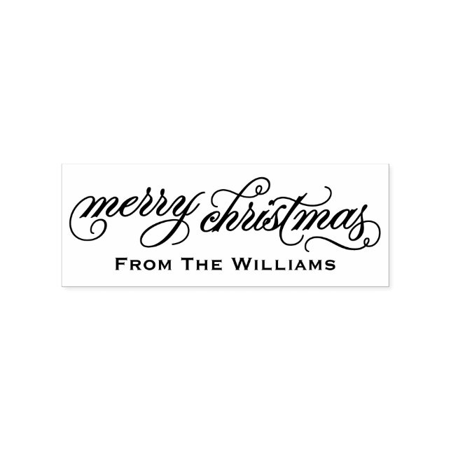 Elegant Script Merry Christmas Personalised Rubber Stamp (Imprint)