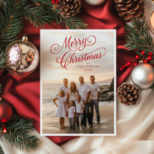 Elegant Script Merry Christmas Photo Greeting