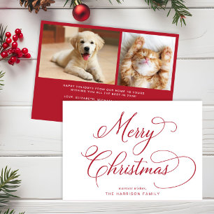 Elegant Script Merry Christmas Photo Holiday Card