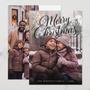 Elegant Script Merry Christmas PhotoPop Holiday Card