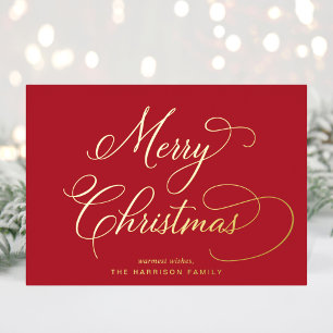 Elegant Script Merry Christmas Red