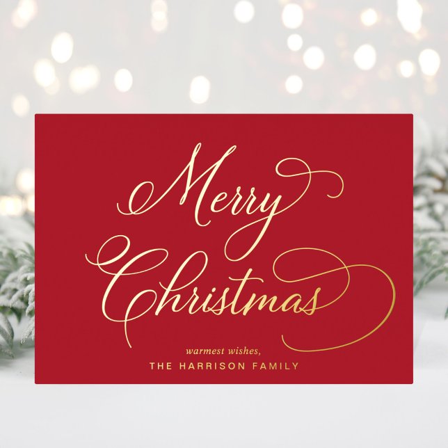 Elegant Script Merry Christmas Red Photo (Creator Uploaded)