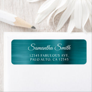 Elegant Script Metallic Teal Blue