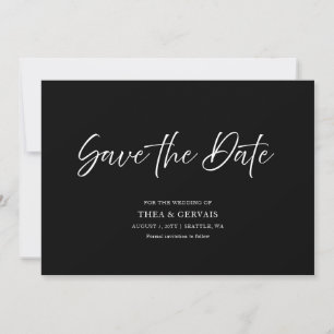 Elegant Script Minimal Black Wedding Save the Date Invitation