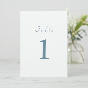 Elegant Script Minimal Blue Wedding Table Number