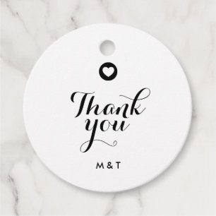 Elegant Script Minimal Couple Initials Thank You Favour Tags