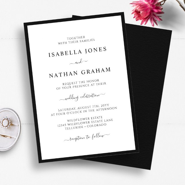 Elegant Script Minimalist Black and White Wedding Invitation (Elegant Script Minimalist Black and White Wedding Invitation by Painted Paperie
)