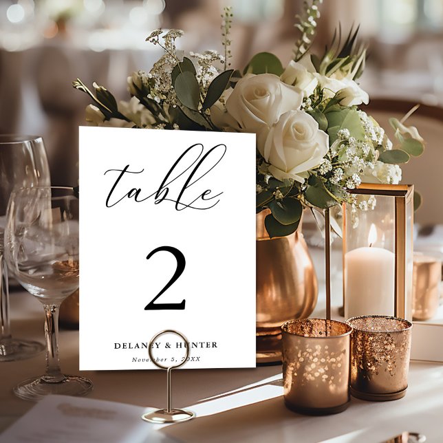 Elegant Script Minimalist Editable Table Number (Creator Uploaded)
