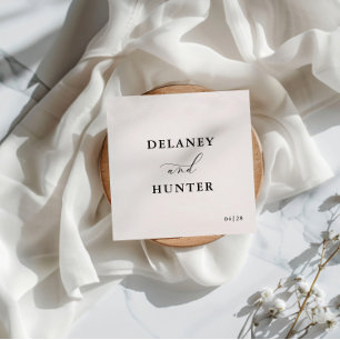 Elegant Script Minimalist Editable Wedding Napkin